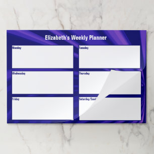 抽象芸術パープルとホワイトウィークリープランナーテンプレート ペーパーパッド