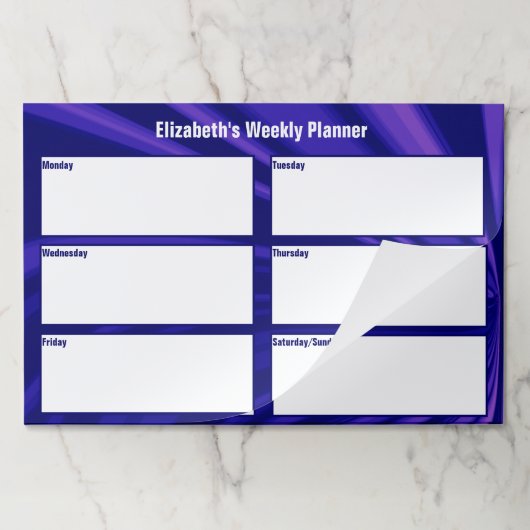 抽象芸術パープルとホワイトウィークリープランナーテンプレート ペーパーパッド (折り畳み)