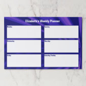 抽象芸術パープルとホワイトウィークリープランナーテンプレート ペーパーパッド (正面)