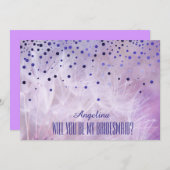 抽象芸術パープルは私の花嫁のメイド？ 招待状 (正面/裏面)