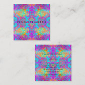 抽象芸術パープルアクアオレンジ美しいスタイリスト  スクエア名刺 (正面/裏面)