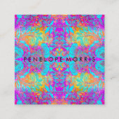 抽象芸術パープルアクアオレンジ美しいスタイリスト スクエア名刺 (正面)