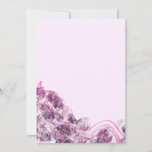 抽象芸術パープルアルコール結婚式招待状 招待状 (裏面)