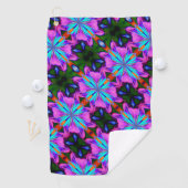 抽象芸術パープルアンドターコイズ万華鏡のように千変万化するパターンアート ゴルフタオル (インサイチュ)