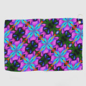 抽象芸術パープルアンドターコイズ万華鏡のように千変万化するパターンアート ゴルフタオル (横)