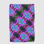 抽象芸術パープルアンドターコイズ万華鏡のように千変万化するパターンアート ゴルフタオル (正面)