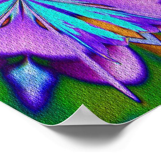 抽象芸術パープルアンドターコイズ万華鏡のように千変万化するパターンアート ポスター (角)