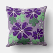 抽象芸術パープルグリーンクローバ離れーフローラドードル クッション (裏面)