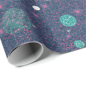 抽象芸術パープルグリーンサークルグリッタークリスマス ラッピングペーパー (ロールコーナー)