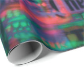 抽象芸術パープルグリーンレッドネオンライツメドレー ラッピングペーパー (ロールコーナー)