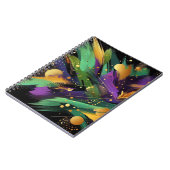 抽象芸術パープルグリーン金ゴールドマルディグラススプラッシュ ノートブック (左側)