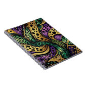 抽象芸術パープルグリーン金ゴールドマルディグラススプラッシュ ノートブック (右側)