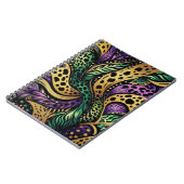 抽象芸術パープルグリーン金ゴールドマルディグラススプラッシュ ノートブック (左側)