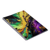 抽象芸術パープルグリーン金ゴールドマルディグラススプラッシュ ノートブック (右側)