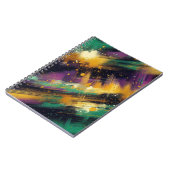 抽象芸術パープルグリーン金ゴールドマルディグラススプラッシュ ノートブック (左側)