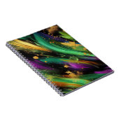 抽象芸術パープルグリーン金ゴールドマルディグラススプラッシュ ノートブック (右側)