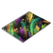 抽象芸術パープルグリーン金ゴールドマルディグラススプラッシュ ノートブック (左側)