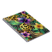 抽象芸術パープルグリーン金ゴールドマルディグラススプラッシュ ノートブック (右側)