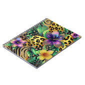 抽象芸術パープルグリーン金ゴールドマルディグラススプラッシュ ノートブック (左側)