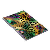 抽象芸術パープルグリーン金ゴールドマルディグラススプラッシュ ノートブック (右側)