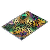 抽象芸術パープルグリーン金ゴールドマルディグラススプラッシュ ノートブック (左側)