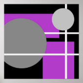 抽象芸術パープルグレー白黒 ポスター (正面)