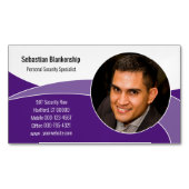 抽象芸術パープルセキュリティプロフェッショナルカスタム写真 マグネット名刺 (正面)