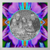 抽象芸術パープルターコイズフレームCre自分の写真 ポスター (正面)