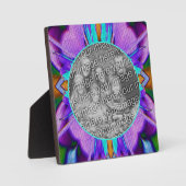 抽象芸術パープルターコイズ自分の写真を追加 フォトプラーク (正面)