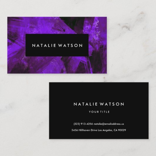 抽象芸術パープルダーク絵を描モダンエレガントーク 名刺 (正面/裏面)
