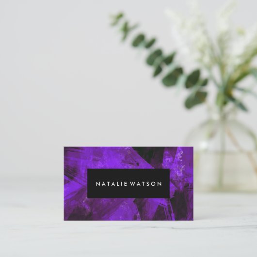 抽象芸術パープルダーク絵を描モダンエレガントーク 名刺 (スタンド正面)