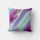抽象芸術パープルティール(緑がかった色) クッション (正面)