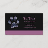 抽象芸術パープルドッグポーペットグルーミングサービス 名刺 (正面)