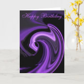 抽象芸術パープルハート誕生日カード カード (黄色い花)