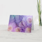 抽象芸術パープルバラノテ空白のカード サンキューカード (裏面)