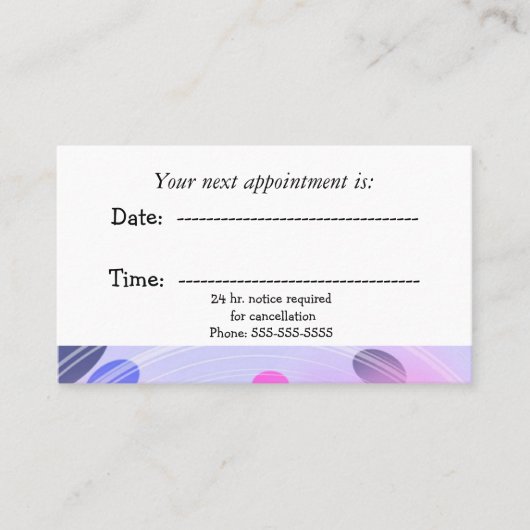 抽象芸術パープルビーンズ医療アポイントメント 予約カード (正面)
