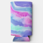 抽象芸術パープルピンクとアクアカンまたはボトルクール スリム缶クーラー (裏面)