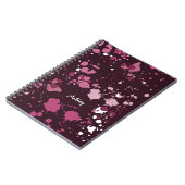 抽象芸術パープルピンク絵を描（ばちゃばちゃ）跳ねるスプラッシュドロップ ノートブック (左側)