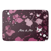 抽象芸術パープルピンク絵を描（ばちゃばちゃ）跳ねるスプラッシュドロップ バスマット (正面)