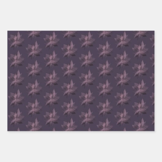 抽象芸術パープルフローラエキゾチックグラマーフォーマル ラッピングペーパーシート (正面2)