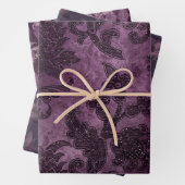 抽象芸術パープルフローラエキゾチックグラマーフォーマル ラッピングペーパーシート (インサイチュ)