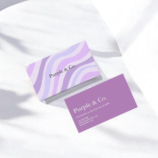 抽象芸術パープルブルーウェーストライプブモダンミニマル 名刺