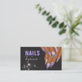 抽象芸術パープルマーブルグリッターハンズネイルアーティストB 名刺 (スタンド正面)