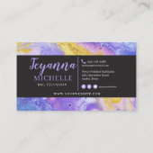 抽象芸術パープルマーブルグリッターハンズネイルアーティストB 名刺 (裏面)