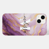抽象芸術パープルマーブルモノグラム書道 Case-Mate iPhoneケース (裏面 (横))
