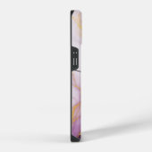抽象芸術パープルマーブルモノグラム書道 iPhoneケース (右側面)