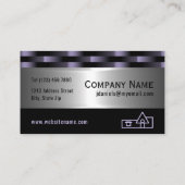 抽象芸術パープルラグジュアリーシルバーメタリックアートパターン 名刺 (裏面)