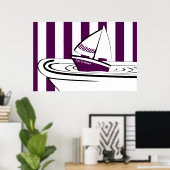 抽象芸術パープル浴槽玩具帆船 ポスター (ホームオフィス)