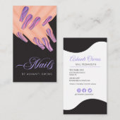 抽象芸術パープル渦ハンズネイルアーティストBusiness C 名刺 (正面/裏面)