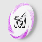 抽象芸術パープル渦モノグラム ラージ壁時計 (傾斜)